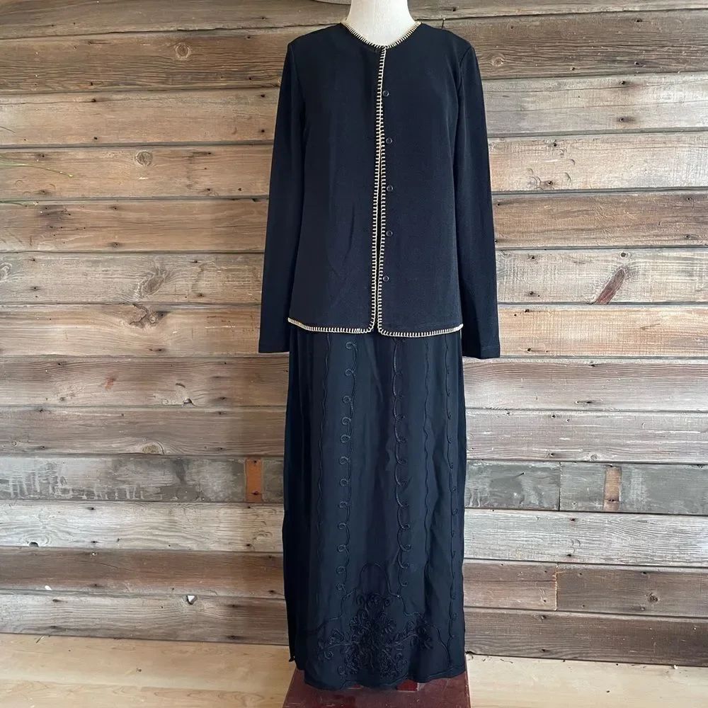 Vintage Russell Kemp New York Matching Cardigan Sweater and Maxi Dress Size M